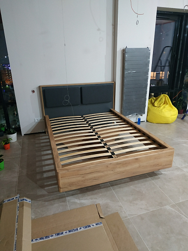 Двуспальная кровать Клауд 160х200 парящая дуб крафт золотой / антрацит фото покупателя 112