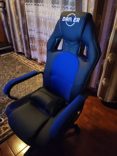 Компьютерное кресло Driver/Драйвер кожзам черный / ткань синий фото покупателя 141