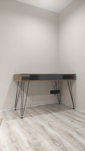 Письменный стол Хиргра 120х60х77 дуб табачный / графит / черный фото покупателя 4