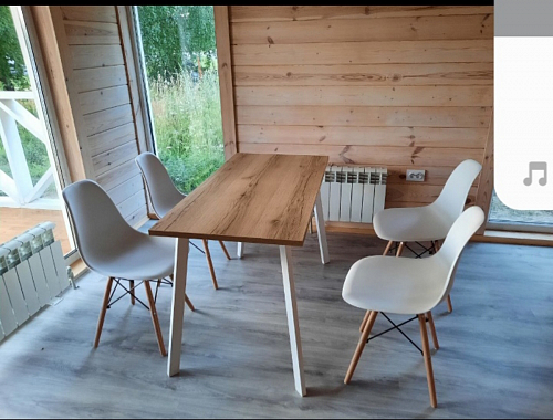 Стеклянный стол Фостер 120(160)х120х76 серый мрамор / черный фото покупателя 70