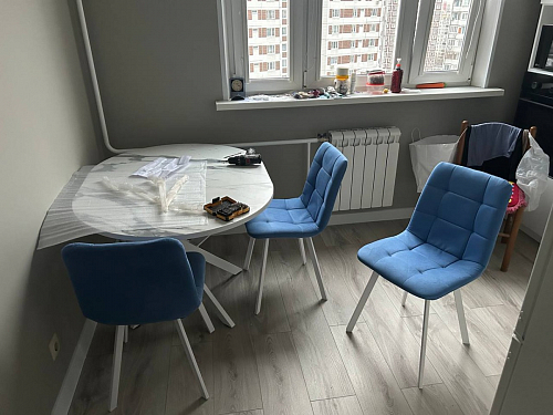 Стул на металлокаркасе Чилли синяя ткань / белый фото покупателя 515