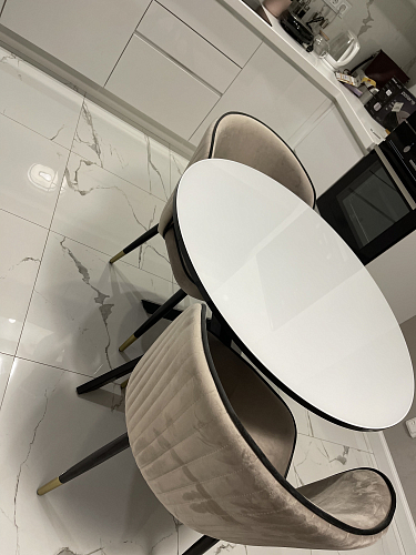 Стеклянный стол DikLine RS90 крем / белый фото покупателя 7