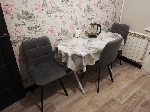 Стул на металлокаркасе Чилли К светло-серый велюр / черный каркас фото покупателя 363