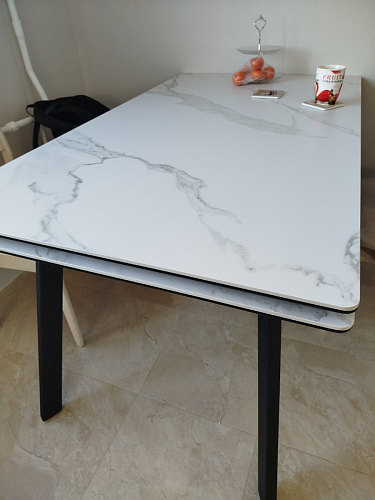 Керамический стол Норман 140(200)х80 серый мрамор larka grey / черный фото покупателя 1
