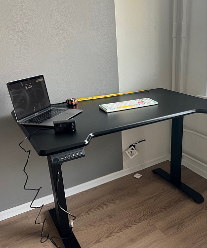 Компьютерный стол Маркос с механизмом подъема 140х80х75 белый / вотан дуб фото покупателя 56