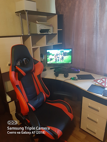 Стол компьютерный Джаз-15 правый дуб сонома / белый фото покупателя 6