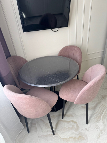 Стол Тулип 80х73 мрамор черный / белый фото покупателя 87