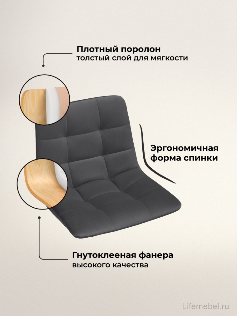 Комплект стульев полубарных Бэйс 2 шт темно-серый / черный