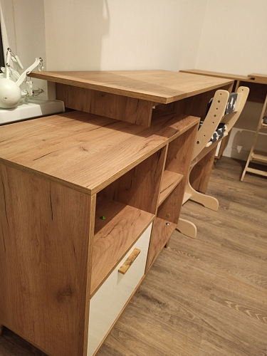 Письменный стол Эго Ст-2 на ножках дуб крафт золотой / камень темный фото покупателя 7