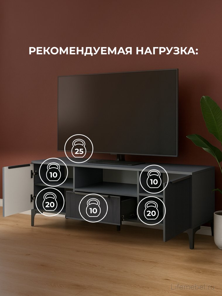 ТВ-тумба Иадама графит / графит софт