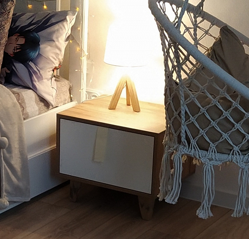 Прикроватная тумба Эго Т-5 на ножках бетон светлый / белый глянец фото покупателя 7