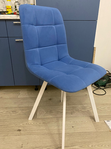 Стул на металлокаркасе Чилли синяя ткань / белый фото покупателя 1460