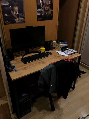 Письменный стол Леон Лофт черный матовый / дуб вотан фото покупателя 146