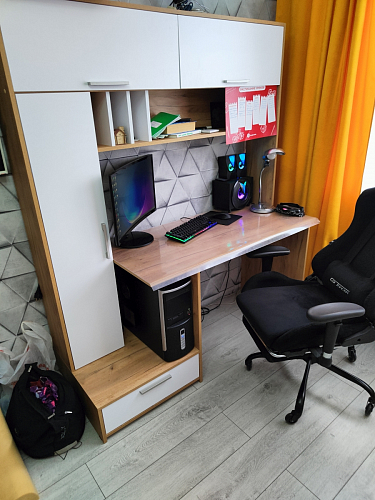 Письменный стол Лайт 03.243 дуб золотой (craft) / белый премиум фото покупателя 129