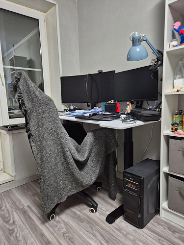 Компьютерный стол Маркос 140х80 голубой / черный фото покупателя 39