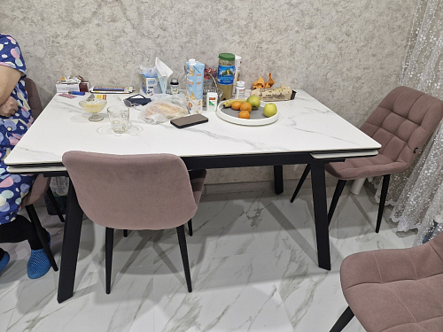 Керамический стол Норман 140 (200) х 80 белый мрамор alpin white / snow white / белый фото покупателя 39