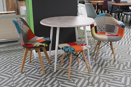 Деревянный стол Абилин 90х76 светло-серый / черный матовый из шоурума 1