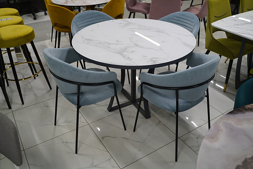 Стеклянный стол Нейтон белый мрамор / золото из шоурума 1