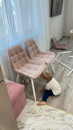 Стул на металлокаркасе Челси бежевый / белый каркас фото покупателя 24