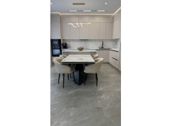 Стеклянный стол Хасселвуд 160(220)х90х77 белый мрамор / черный фото покупателя 11