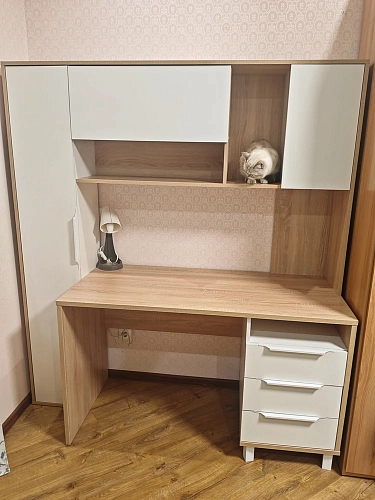 Письменный стол Комфорт 12.95 N дуб сонома / белый PE шагрень фото покупателя 7