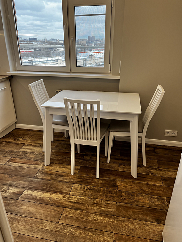 Стеклянный стол Арья сливочно-кремовый / венге фото покупателя 1