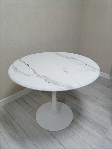 Стол Тулип 90х73 белый мрамор / золото фото покупателя 39