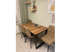 Деревянный стол Лота Лофт 120(160)х75 черный матовый / бетон светлый фото покупателя 411