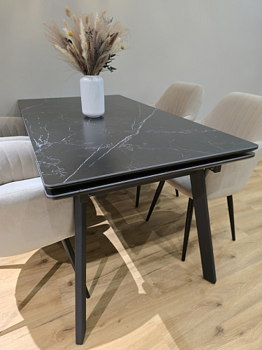 Керамический стол Норман 140(200)х80 серый мрамор larka grey / черный фото покупателя 10