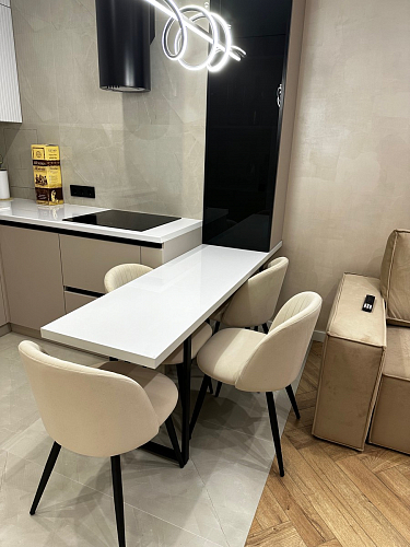 Стул на металлокаркасе Gabi dark beige / black / silver фото покупателя 398