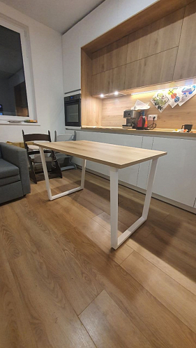 Деревянный стол Барон О 200 х 90 белая пленка шагрень / черный фото покупателя 7