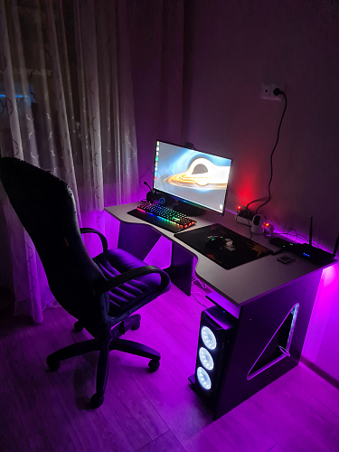 Компьютерный стол СКП-4 GL-4 белый с черным фото покупателя 8