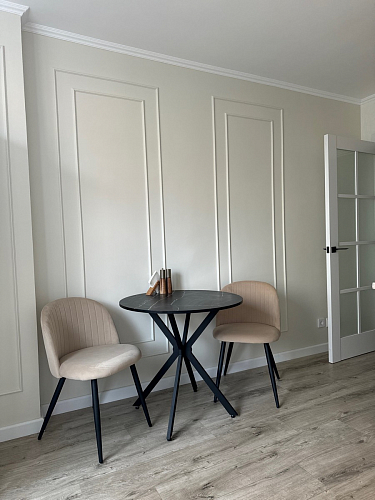 Стул на металлокаркасе Gabi dark beige / black / silver фото покупателя 362