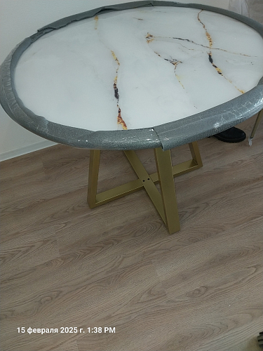 Стеклянный стол Норфолк d100 белый мрамор / черный фото покупателя 16