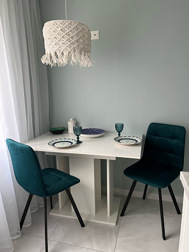 Стул на металлокаркасе Чилли синяя ткань / белый фото покупателя 407