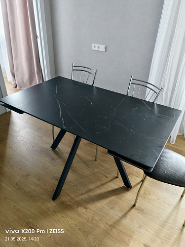 Керамический стол Вилли 140(200)х80 белый мрамор snow white / черный фото покупателя 15