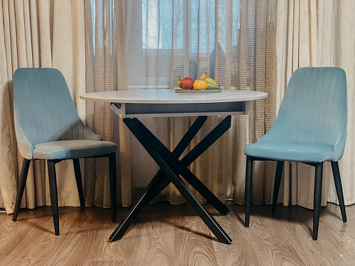 Стул на металлокаркасе Kora light blue / white фото покупателя 68