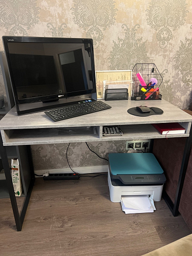 Письменный стол Леон Лофт дуб делано светлый / белый матовый фото покупателя 134