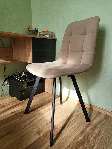 Стул на металлокаркасе Чилли синяя ткань / белый фото покупателя 884