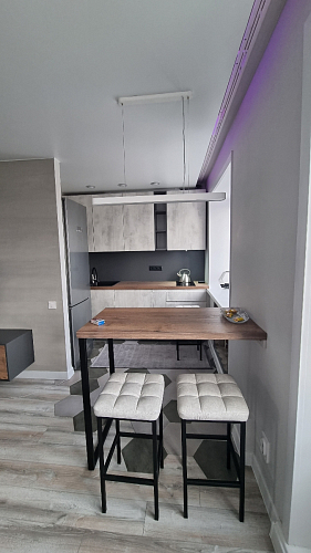 Барный стул Лофт кожзам темно-серый / черный матовый фото покупателя 121