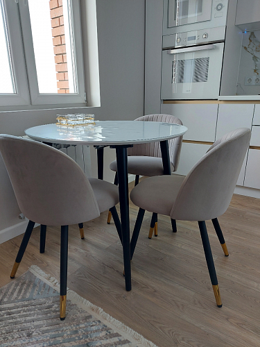 Стул на металлокаркасе Gabi dark beige / black / silver фото покупателя 29