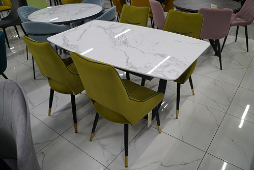 Стол Миссандея белый мрамор / графит из шоурума 1