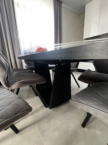 Стол на тумбе Эудес дуб галифакс табак / черный фото покупателя 22