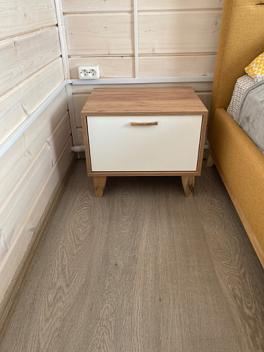 Прикроватная тумба Эго Т-5 на ножках дуб крафт золотой / белый глянец фото покупателя 5