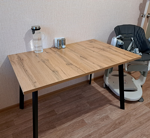 Стол раскладной Колон Лофт 120 32 мм дуб галифакс табако / черный матовый фото покупателя 84