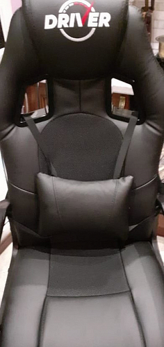 Компьютерное кресло Driver/Драйвер кожзам черный / ткань синий фото покупателя 150