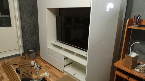 Готовая гостиная Румба белый / белый глянец  - Уцененный экземпляр фото покупателя 100