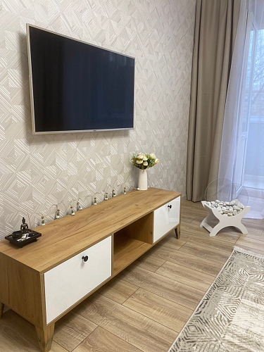 ТВ-тумба Эго Т-3 на ножках бетон светлый / белый глянец фото покупателя 63