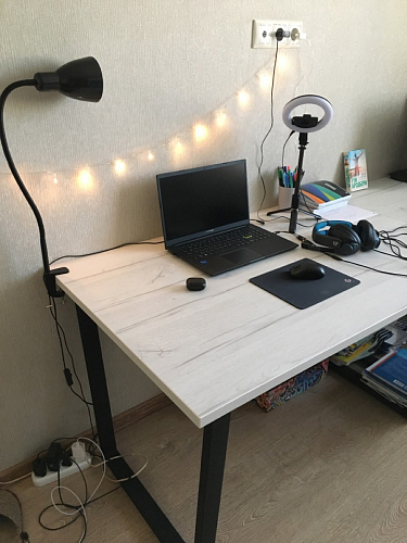 Деревянный стол Лота Лофт 140х80 черный матовый / бетон светлый фото покупателя 226