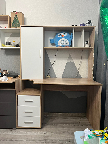 Компьютерный стол КСТ-16 левый дуб сонома / белый фото покупателя 73